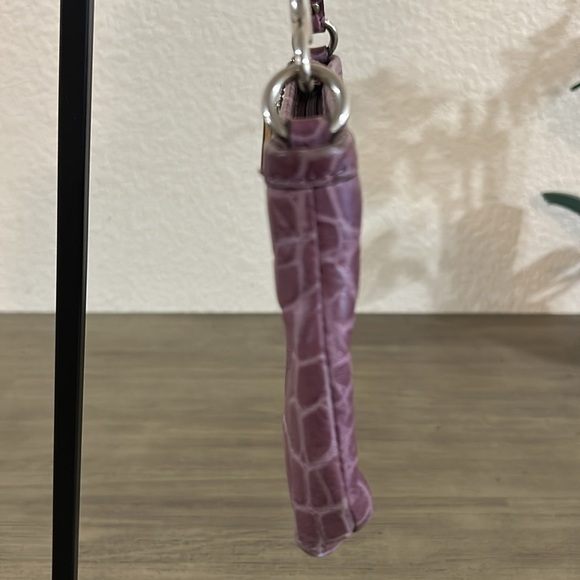 COACH Madison Croc Embossed Large Leather Wristlet, Purple - Picture 3 of 8